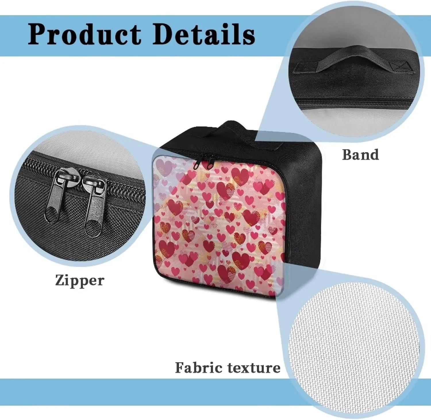 Portable Empty First Aid Kit Bag Red Heart Travel Medicine Pouch Double Zippers Storage Medicine Emergency Bag for Car Home Office Kitchen Sport Outdoor Medical Kit