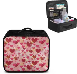 Portable Empty First Aid Kit Bag Red Heart Travel Medicine Pouch Double Zippers Storage Medicine Emergency Bag for Car Home Office Kitchen Sport Outdoor Medical Kit