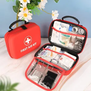 Portable First Aid Kit Bag, Red Semi-Rigid Waterproof Medical Emergency Kit,Survival Emergency Box, for Home and Travel, Camping, Office