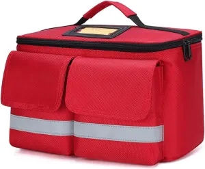 Portable First Responder Trauma Bag Empty with Shoulder Strap, Emergency for Home Care, Hospice Visits, Travel, or Events – Red(Red)
