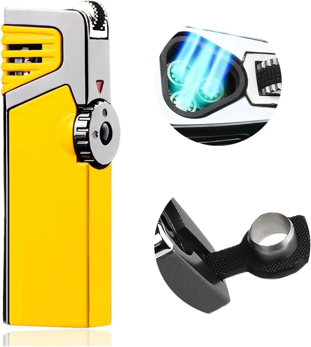 Portable Flint Lighter, Metal Triple Jet Torch Lighter, refillable Jet Lighter, Gift for Men, Suitable for Candle Hiking Gear Lighter(#3)