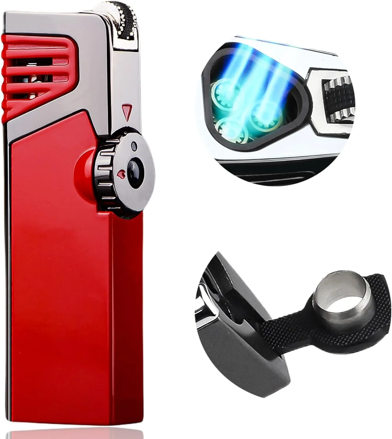Portable Flint Lighter, Metal Triple Jet Torch Lighter, Refillable Jet Lighters, Unique Gifts for Men Lighters for Candle Hiking Gear(No Butane Fuel) (#5)