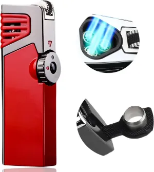 Portable Flint Lighter, Metal Triple Jet Torch Lighter, Refillable Jet Lighters, Unique Gifts for Men Lighters for Candle Hiking Gear(No Butane Fuel) (#5)