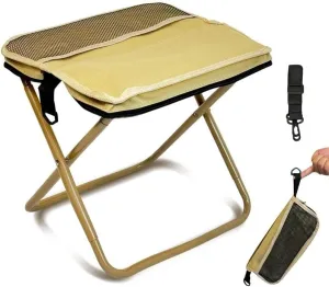 Portable Folding Camping Stool, Lightweight 1.5 lbs, Multiple Storage Pockets, 12.6 x 11 inches, 500 lbs Capacity