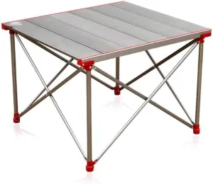 Portable Folding Camping Table All Aluminum Ultra Lightweight Picnic Table 4 Adjustable Legs Roll Up Table Top for Beach Outdoor Travel