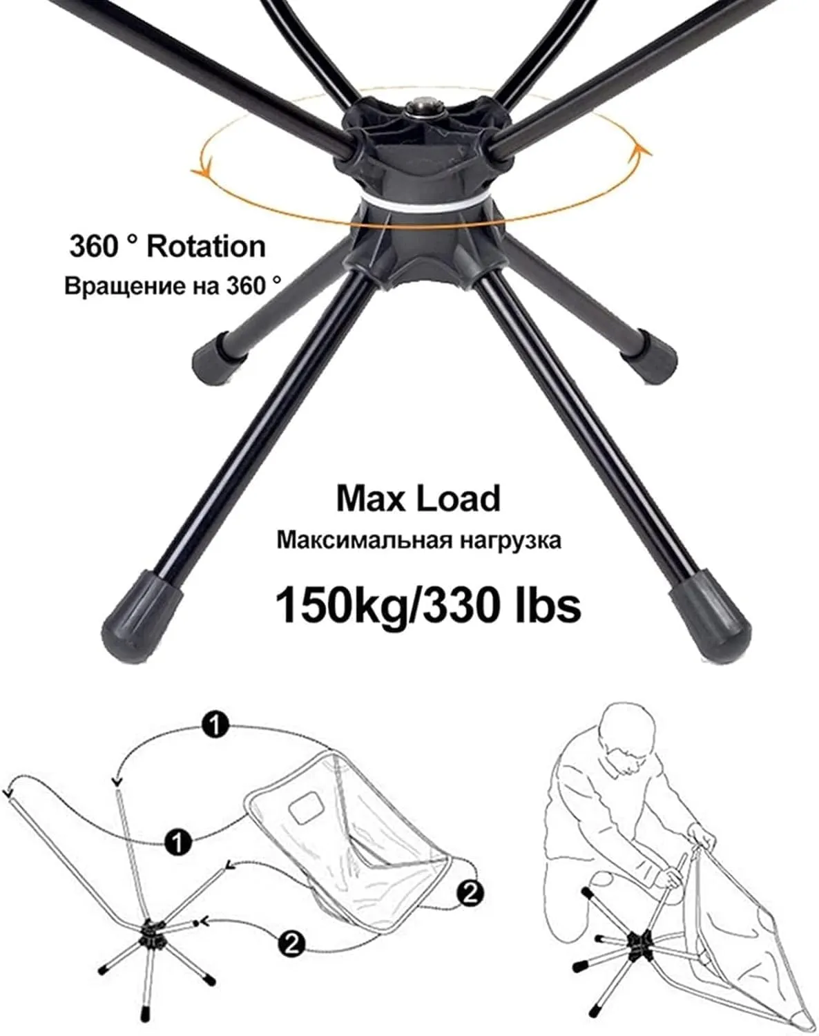 Portable Folding Stool - Folding 360 Degree Swivel Aluminum Alloy for Outdoor Picnic Hiking Bicycling Fishing BBQ(Blue)
