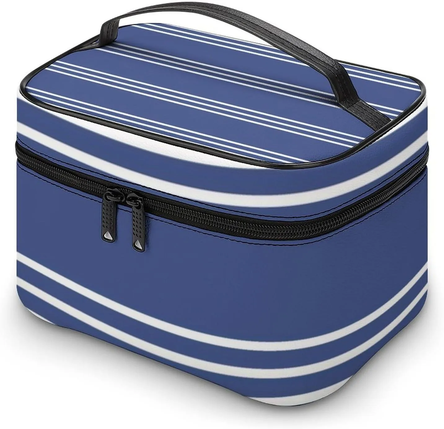 Portable Make Bag, Marine Blue Stripes Cosmetic Case Portable Cosmetic Portable Organizer for Men & Women