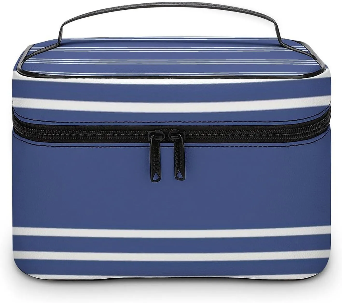 Portable Make Bag, Marine Blue Stripes Cosmetic Case Portable Cosmetic Portable Organizer for Men & Women