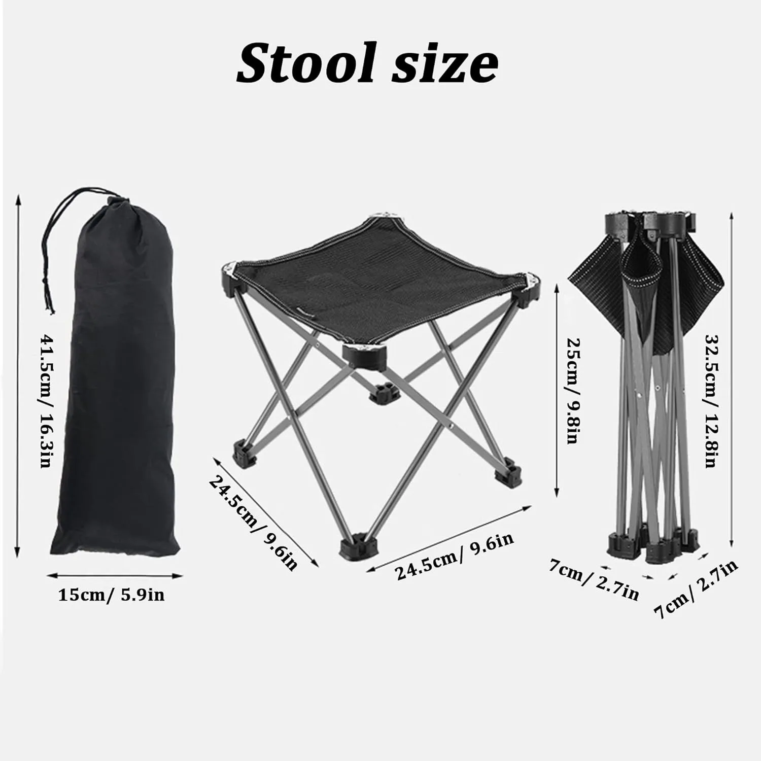 Portable Mini Camping Stool Folding Chair, Lightweight Mountaineering Camping Stool with Carrying Bag for Fishing, Hiking, BBQ, Beach