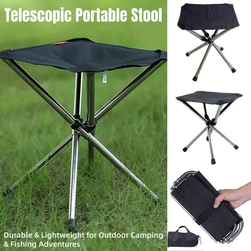 Portable Outdoor Telescopic Folding Stool Camping Chair Fishing Seat Lightweight