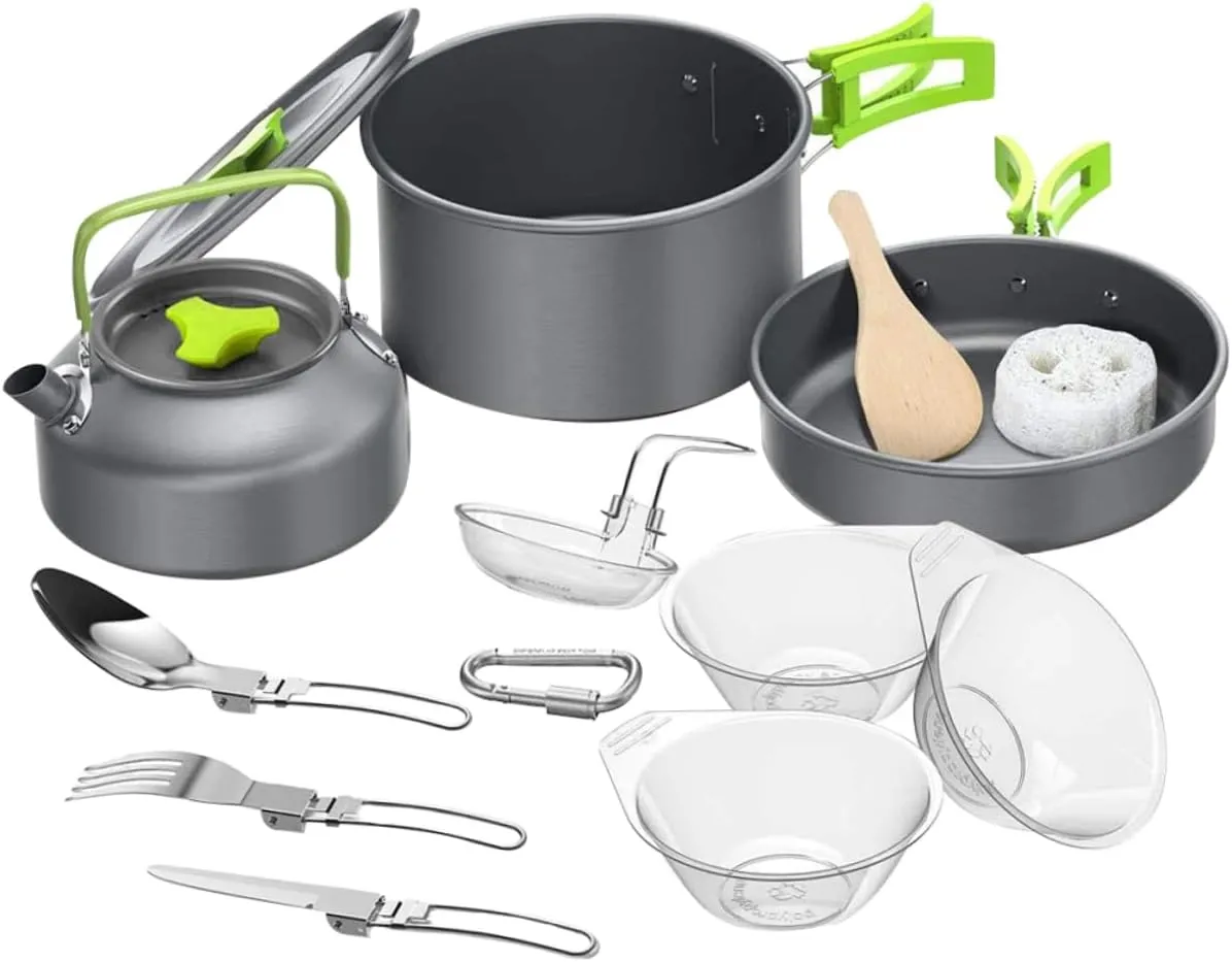 Portable Picnic Tableware Set Picnic Cookware Kit Camping Cookset Outdoor Cooking Tool