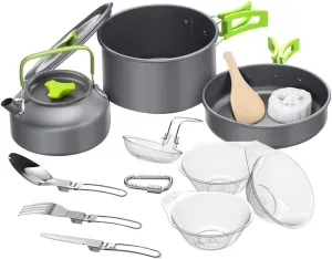 Portable Picnic Tableware Set Picnic Cookware Kit Camping Cookset Outdoor Cooking Tool