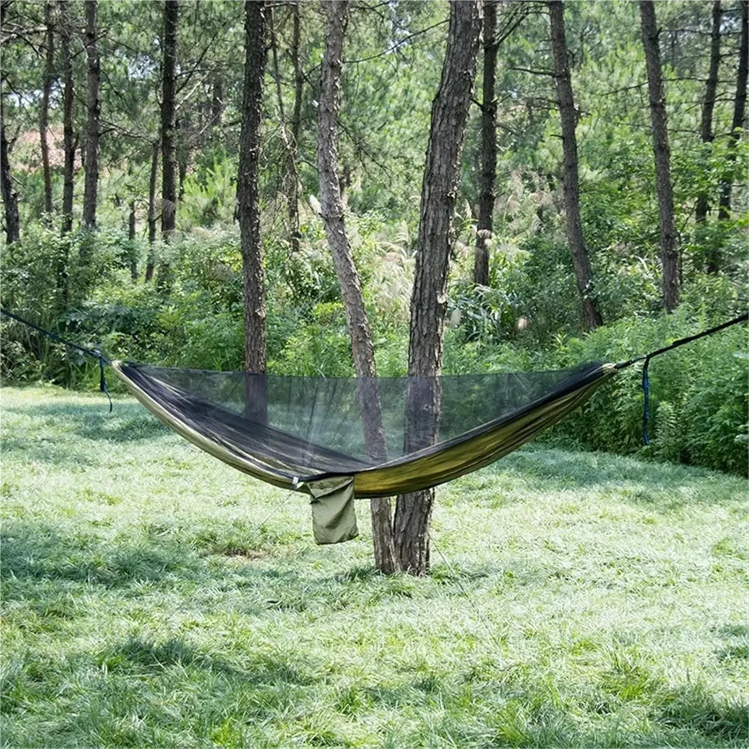 Portable Quick Set Up Mosquito Net Camping Hammock Outdoor Hanging Bed Sleeping Swing(Pink)