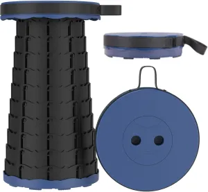 Portable Retractable Stool, Lightweight Folding Camping Stool, Load Capacity 150kg, Adjustable Height Collapsible Stool for Camping Fishing Hiking BBQ