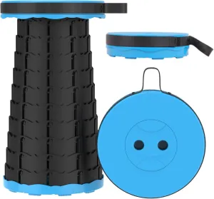 Portable Retractable Stool, Lightweight Folding Camping Stool, Load Capacity 150kg, Adjustable Height Collapsible Stool for Camping Fishing Hiking BBQ
