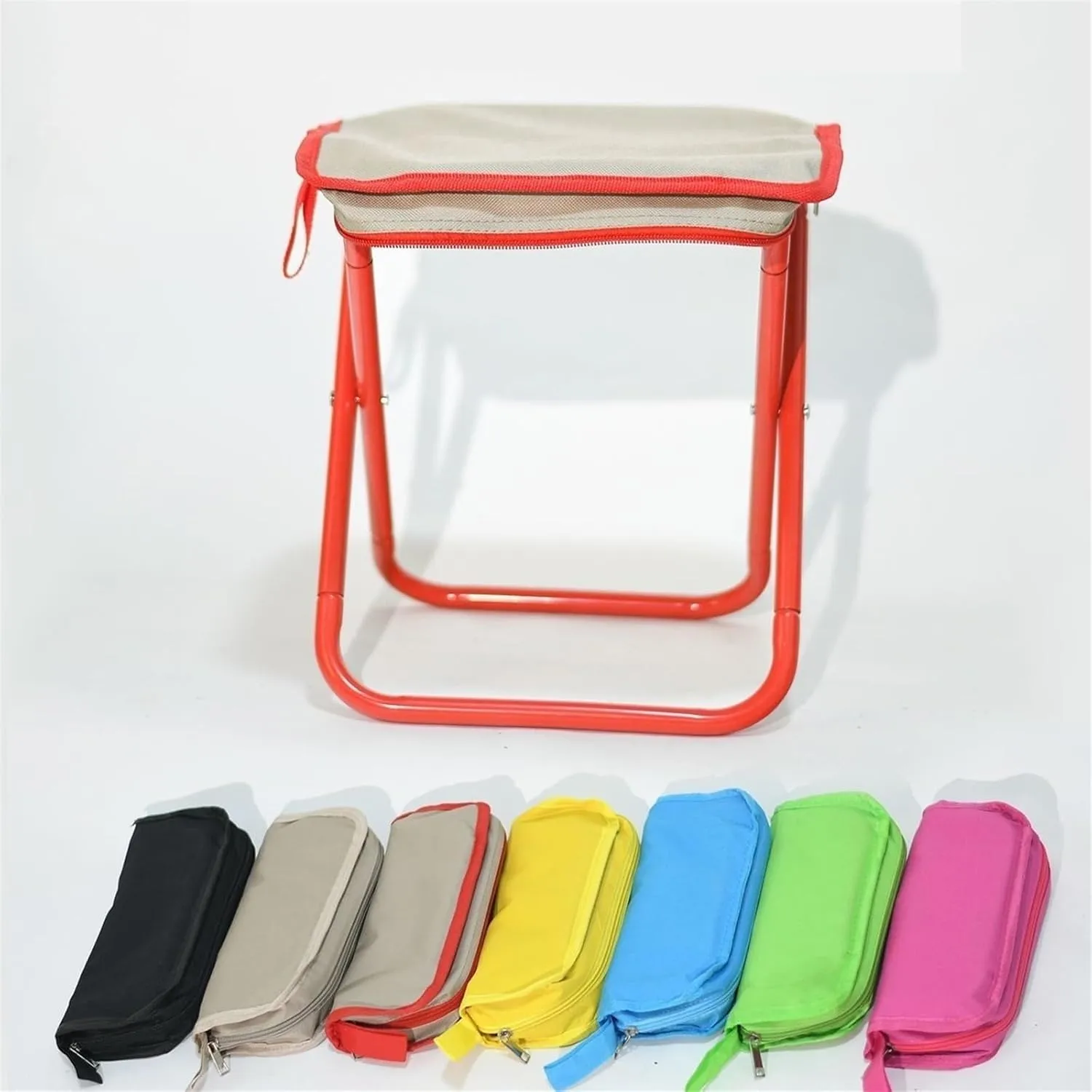 Portable Stool Handbag Type Foldable Small Stool Creative Pocket Storable Fishing Stool Out Picnic Carry On Camping Chair Folding Stool(Khaki)
