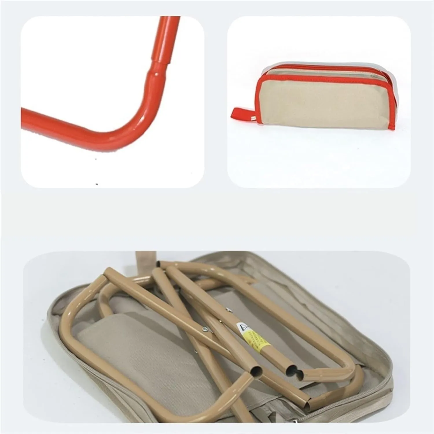 Portable Stool Handbag Type Foldable Small Stool Creative Pocket Storable Fishing Stool Out Picnic Carry On Camping Chair Folding Stool(Khaki)