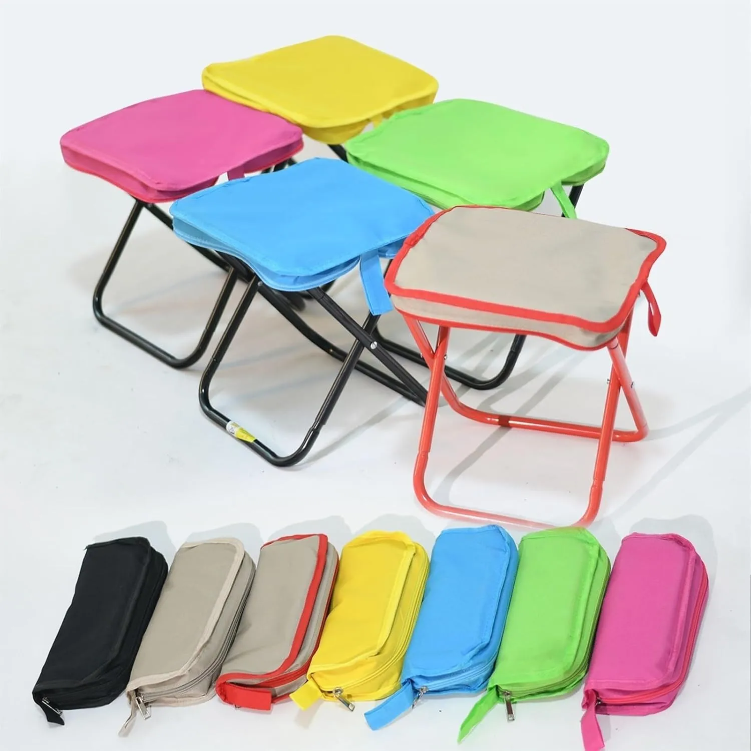 Portable Stool Handbag Type Foldable Small Stool Creative Pocket Storable Fishing Stool Out Picnic Carry On Camping Chair Folding Stool(Khaki)
