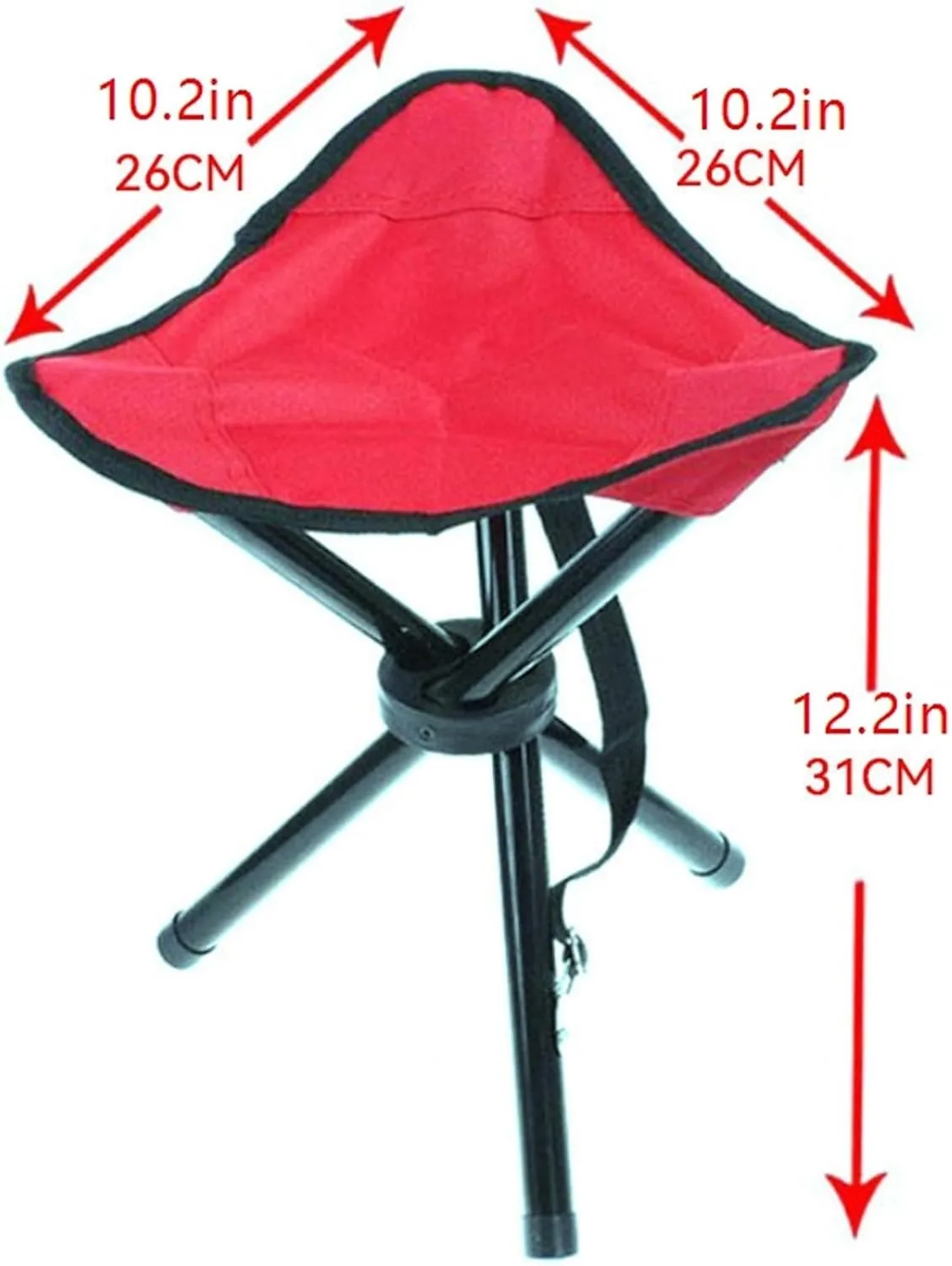 Portable Stool Outdoor Folding Triangle Stool Portable Storable Ultra Lightweight Fishing Chair Small Mazar Picnic Stools Folding Stool(Rojo)