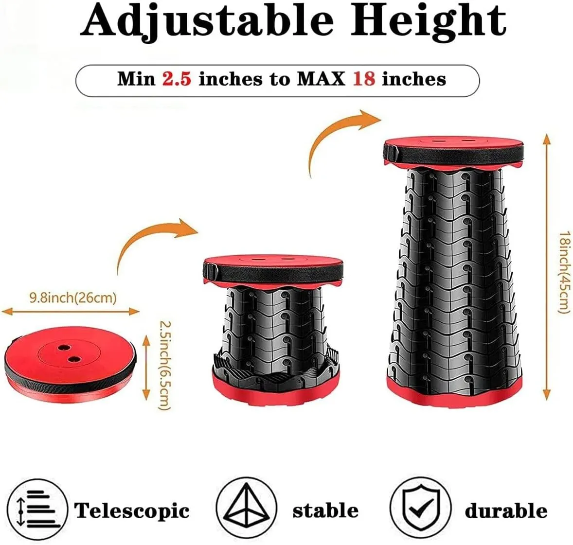 Portable Telescopic Stool, Bag Camping Retractable Folding Stool for Fishing, Hiking Outdoor Recreation (Blue)