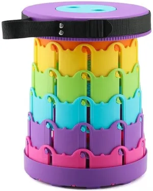 Portable Telescopic Stool for Outdoor and Indoor Use - Collapsible, Space-Saving, and Lightweight, Fun Colors Available (Rainbow Purple)