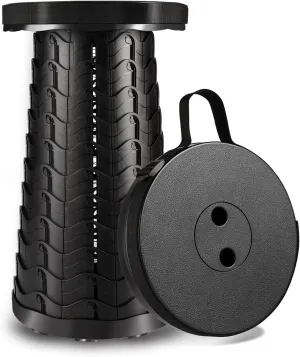 Portable Telescoping Stool, 2nd Gen Upgraded Collapsible Stool with Max Load Capacity 400lbs, Adjustable Lightweight Stools for Camping/Garden/Fishing/Hiking/Travel/BBQ (Black)