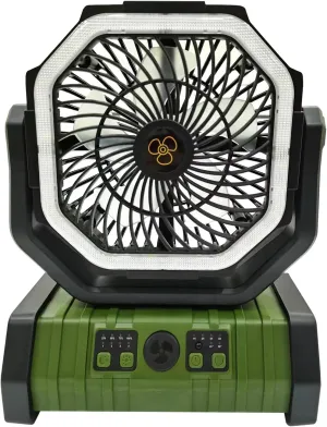 Portable Tent Fan Multifunctional Hanging Ceiling Fan With Lights Rechargeable Camping Fan Hanging Fan Plastic Material Outdoor Camping Fan, Army Green