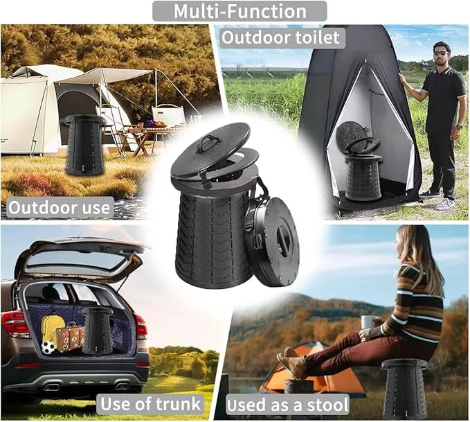 Portable Toilet for Camping Portable Folding Toilet with Carry Bag, Retractable Travel Toilet Foldable Stool Camping Toilet for Adults Kids, Height Adjustable & Sturdy Capacity 880 Lbs