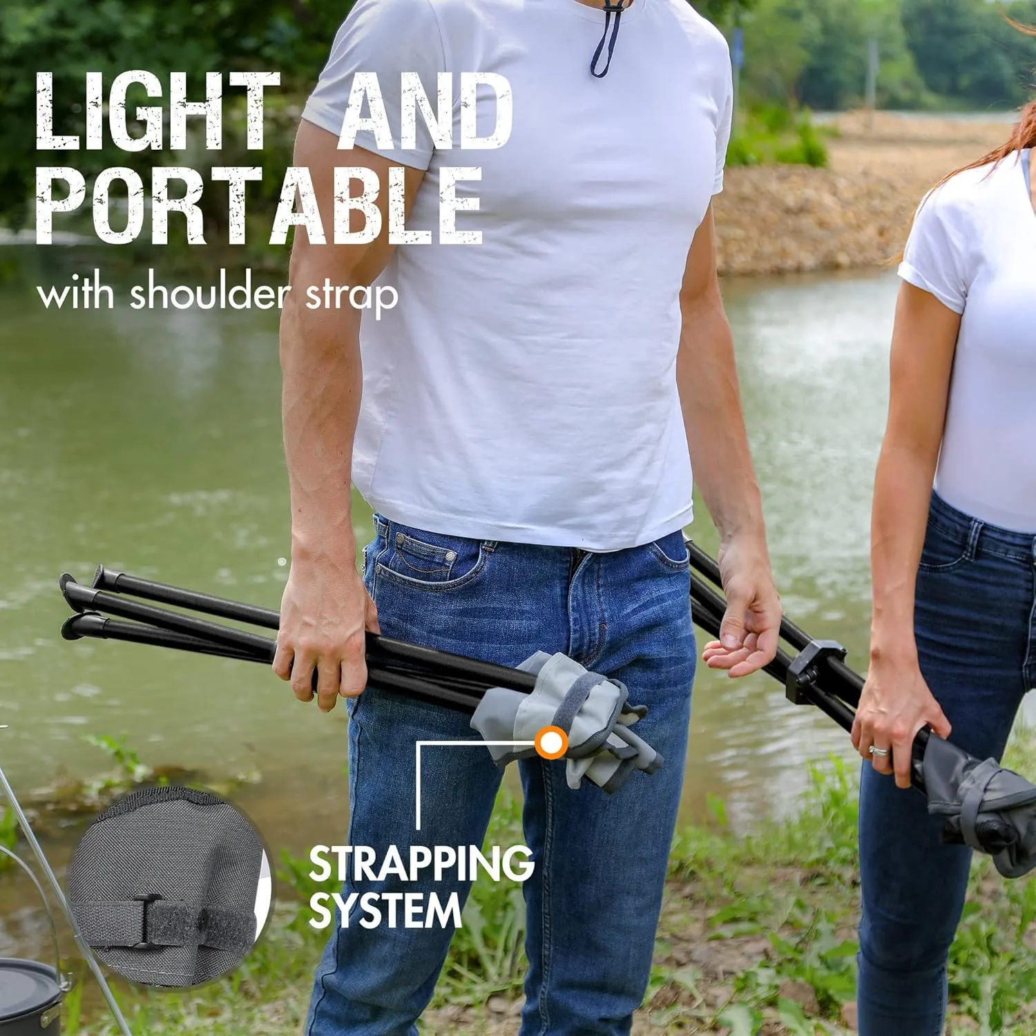 PORTAL Tall Folding Tripod Stool for Outdoor Camping Walking Hunting Hiking Fishing Travel, Support 225 lbs