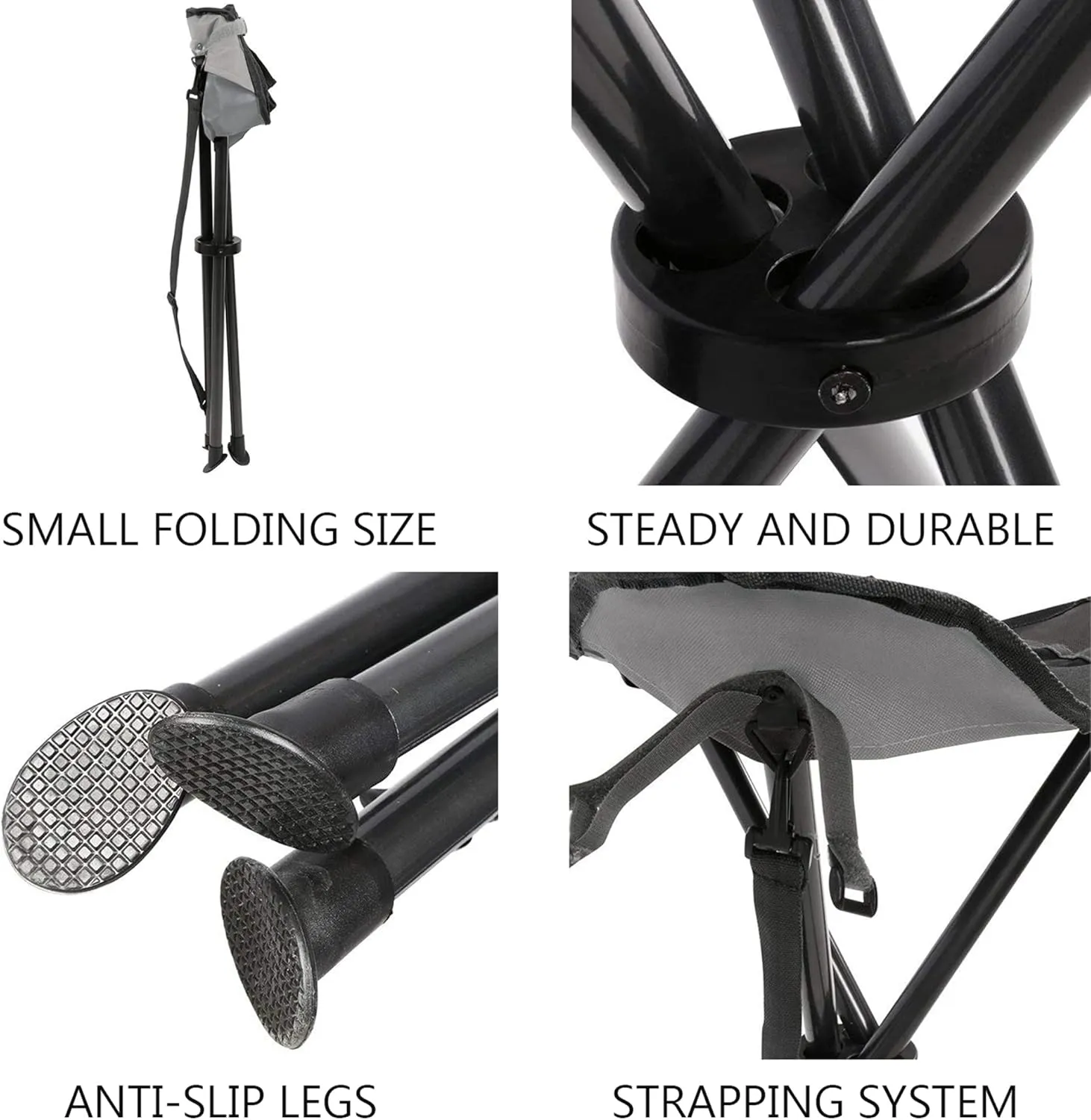 PORTAL Tall Folding Tripod Stool for Outdoor Camping Walking Hunting Hiking Fishing Travel, Support 225 lbs