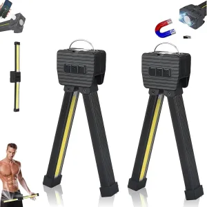Posing Lamp,Gym Lamp for Posing Portable Magnetic LED Flashlight with Hanging Hook 7th Gear Dimming Magnetic USB Work Light with 180 Degree Folding (2PCS)