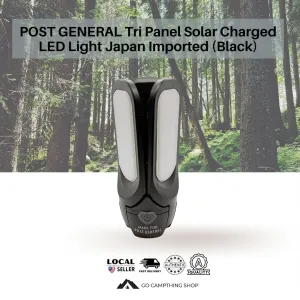 POST GENERAL 982070019 Tri-Panel Solar Charged Outdoor Camping LED Light Black Color
