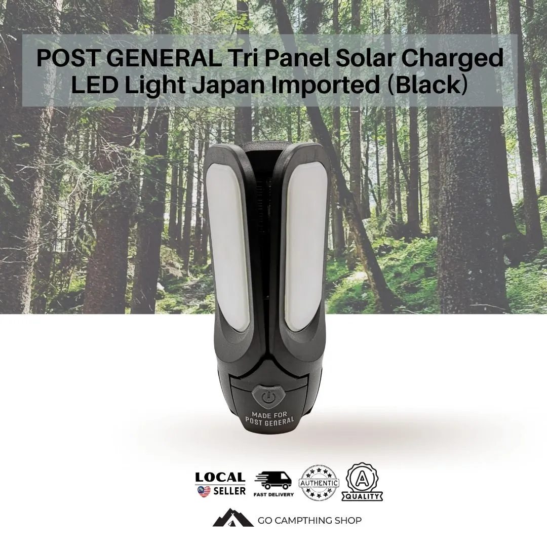 POST GENERAL 982070019 Tri-Panel Solar Charged Outdoor Camping LED Light Black Color