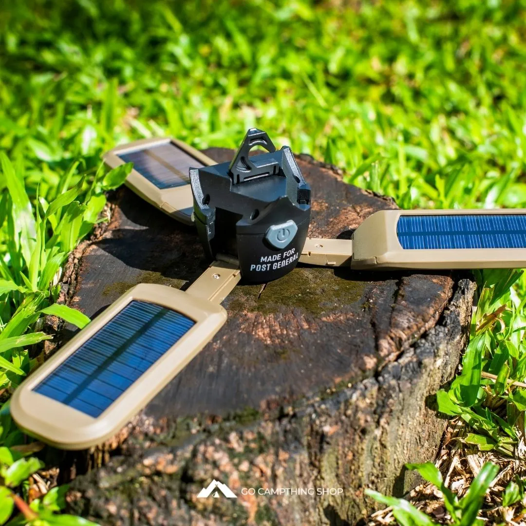 POST GENERAL 982070019 Tri-Panel Solar Charged Outdoor Camping LED Light Olive Color