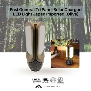 POST GENERAL 982070019 Tri-Panel Solar Charged Outdoor Camping LED Light Olive Color