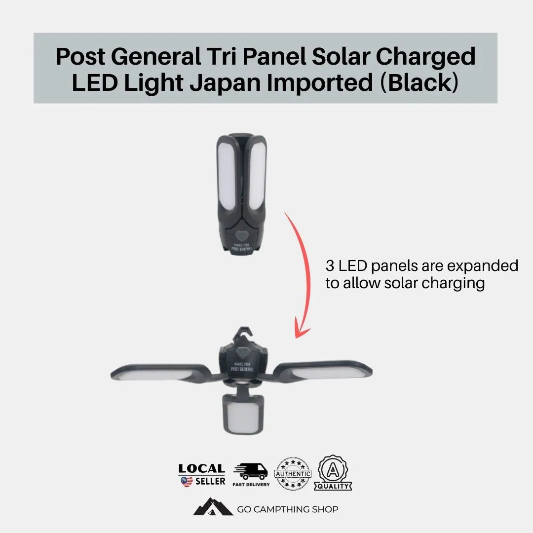 POST GENERAL 982070019 Tri-Panel Solar Charged Outdoor Camping LED Light Olive Color