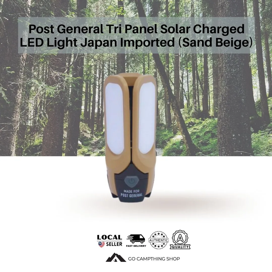 POST GENERAL 982070019 Tri-Panel Solar Charged Outdoor Camping LED Light Sand Beige Color