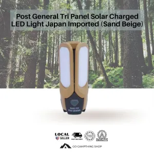 POST GENERAL 982070019 Tri-Panel Solar Charged Outdoor Camping LED Light Sand Beige Color