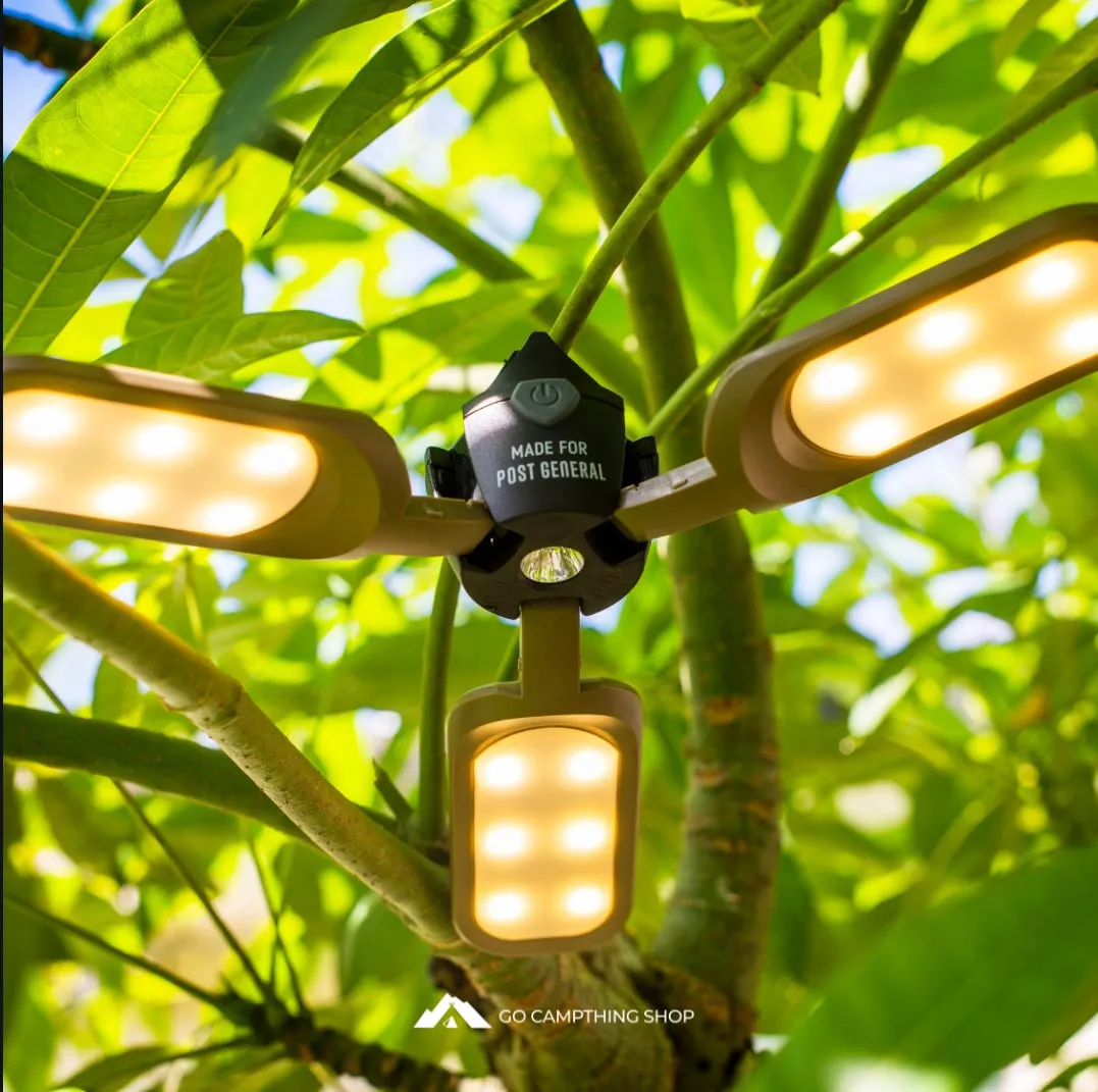 POST GENERAL 982070019 Tri-Panel Solar Charged Outdoor Camping LED Light Sand Beige Color