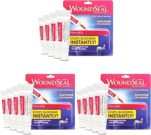 Powder 4 Each (Pack of 3) - Wound Care First Aid for Cuts, Scrapes and Abrasions - Stops Bleeding in Seconds Without Stitches or Bandages - Safe and Effective for People of All Ages and Pets