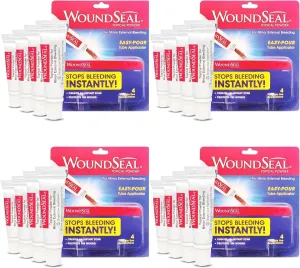 Powder 4 Each (Pack of 4) - Wound Care First Aid for Cuts, Scrapes and Abrasions - Stops Bleeding in Seconds Without Stitches or Bandages