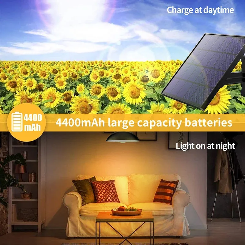 Powerful Double Head Solar Pendant Light – Indoor & Outdoor Solar Lamp with Remote Control, Warm/White Light for Camping, Garden, Yard