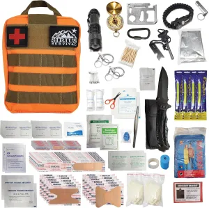 Premium 250 Piece Molle Survival & First Aid Kit - Outdoor Emergency Gear & Trauma Bag for Camping Hiking Hunting Car Cabin and Other Adventures