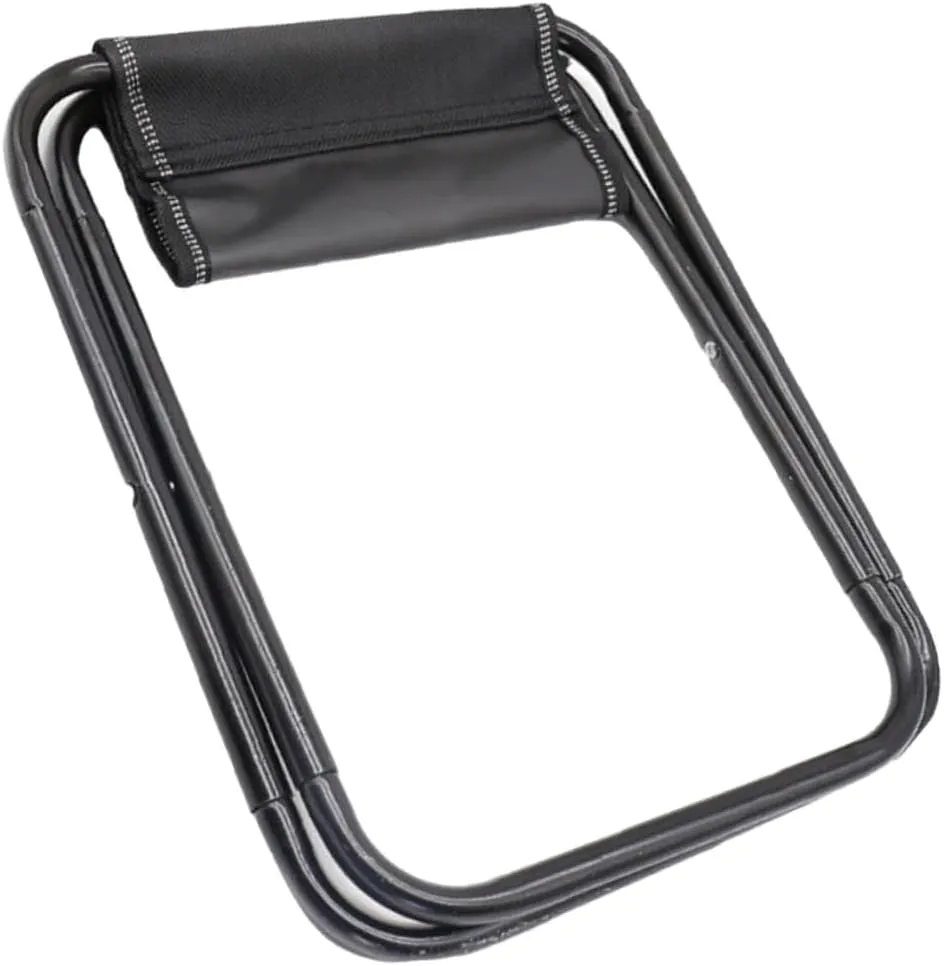 PRETYZOOM Portable Folding Stool Outdoor Chairs Chairs Outdoor Stool Camping Supplies Black Steel