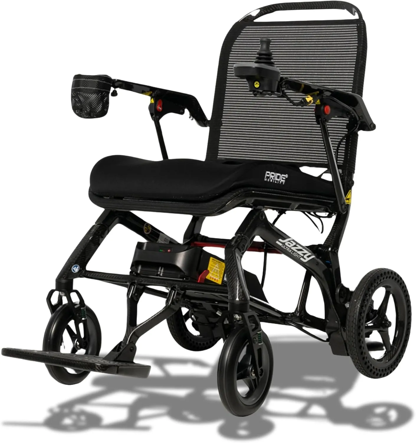 Pride Mobility Jazzy Ultra Light Folding Travel Power Chair - 300 lbs Capacity, 3.69 mph, Lightweight Foldable Electric Wheelchair for Travel Seniors, Adults – 10Ah Airline-Approved Battery (Black)