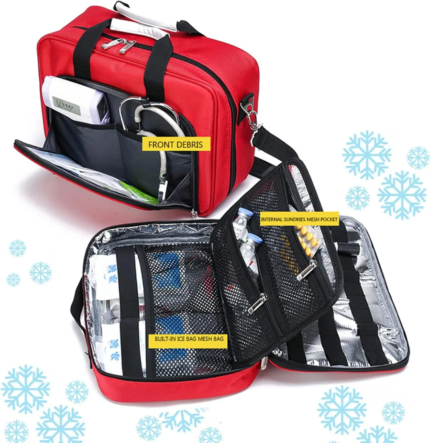Professional Empty First Responder Bag Emergency Shoulder Bag Empty, Trauma First Aid Kits Storage Bag with Handle for Home, Office, and Outdoor Adventures(Navy Blue)