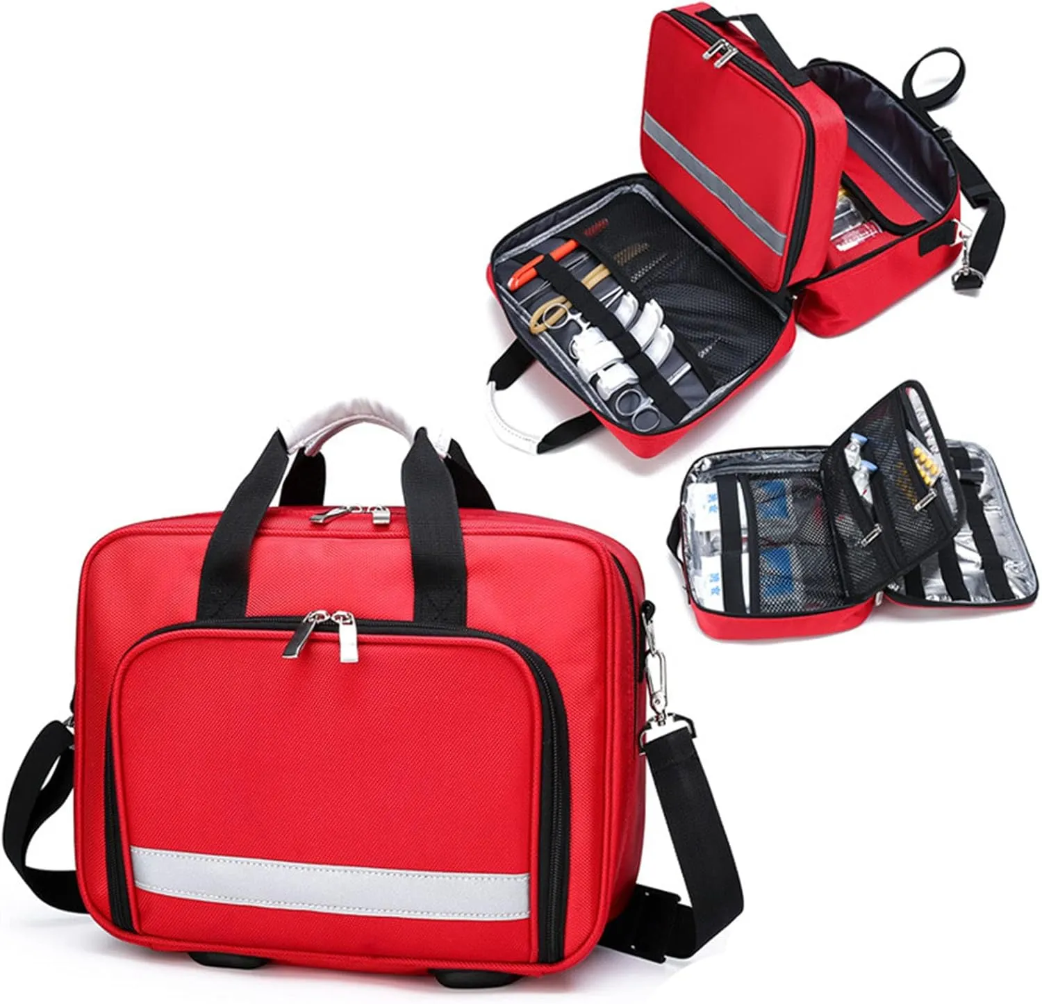 Professional Empty First Responder Bag Emergency Shoulder Bag Empty, Trauma First Aid Kits Storage Bag with Handle for Home, Office, and Outdoor Adventures(Navy Blue)