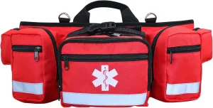 Professional First Aid Waist Pack,Medical Trauma Bag with Reflective,Portable First Aid Fanny Pack - for Emergency at Home,Outdoors,Hiking,Red