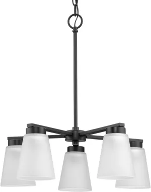 Progress Lighting Tanner Collection Five-Light Matte Black Transitional Chandelier