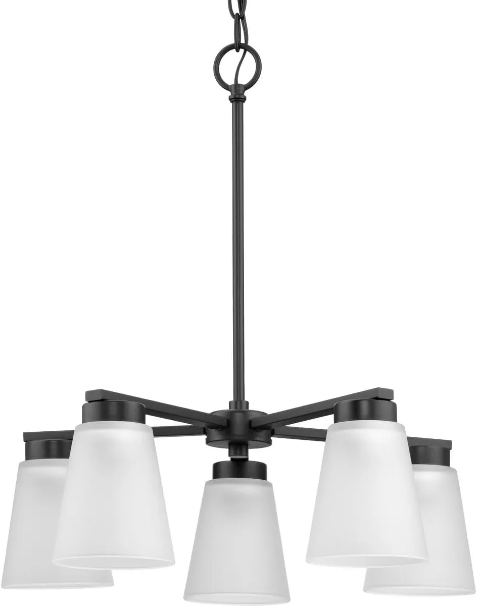Progress Lighting Tanner Collection Five-Light Matte Black Transitional Chandelier